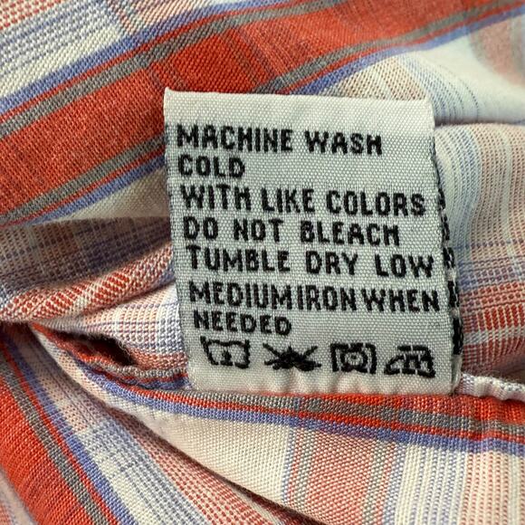 Paper Denim Cloth Red Orange Plaid Utility Button Up Work Shirt Long Sleeve 2XL - Picture 5 of 7